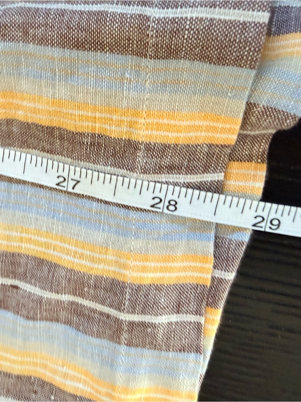 EUC Faconnable Striped Linen Button-Down in Yellow, Gray & Cream - Picture 4 of 7